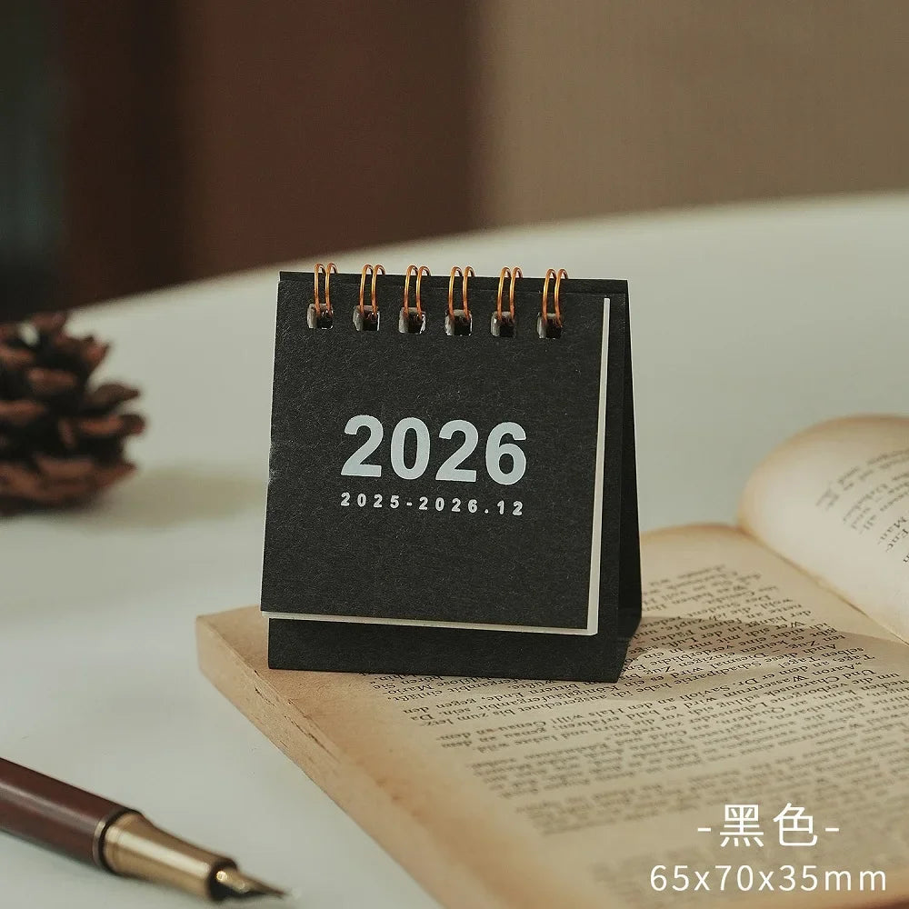 2026 Mini Desktop Calendar Creative Planning Desk Calendar for School, Dormitory, Room, Desktop Decoration, Office Stationery Oasis Select black