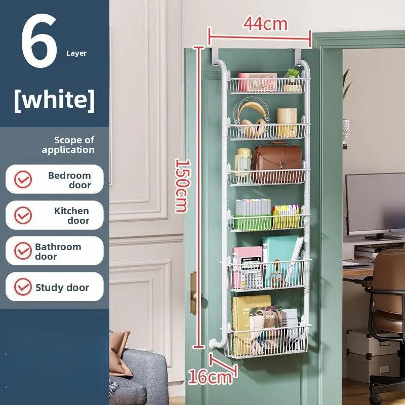 bedroom door rear hanger, door rear hook, door rear hanging basket, door rear storage rack, clothing, stationery Oasis Select 6 layers of white