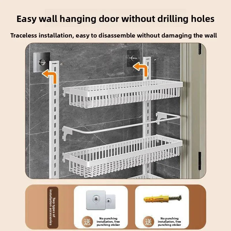 Multi-layer adjustable kitchen cabinet wall condiment seasoning rack No punching wall hanging storage shelf Oasis Select