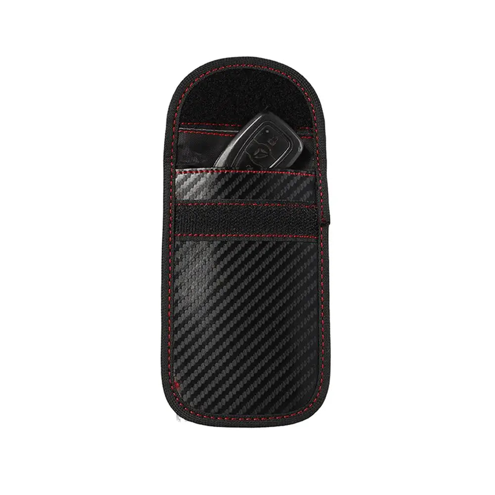 Carbon Fiber Car Key Faraday Pouch – Anti-Theft Signal Blocker