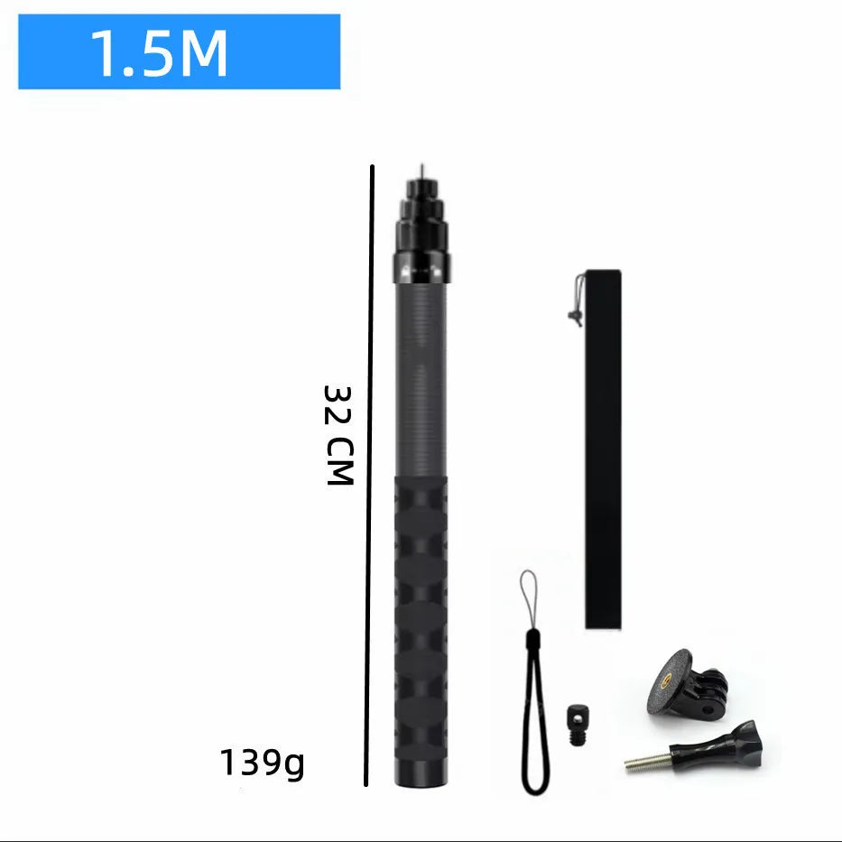 Carbon Fiber Invisible Selfie Stick | Insta360 X5 X4 GoPro DJI