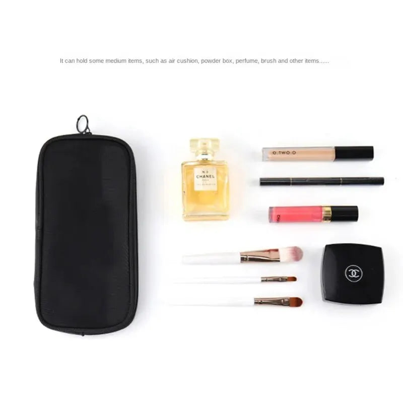 Mesh Transparent Makeup Bag | Clear Travel Cosmetic Organizer Cosmetic Travel Bag Oasis Select