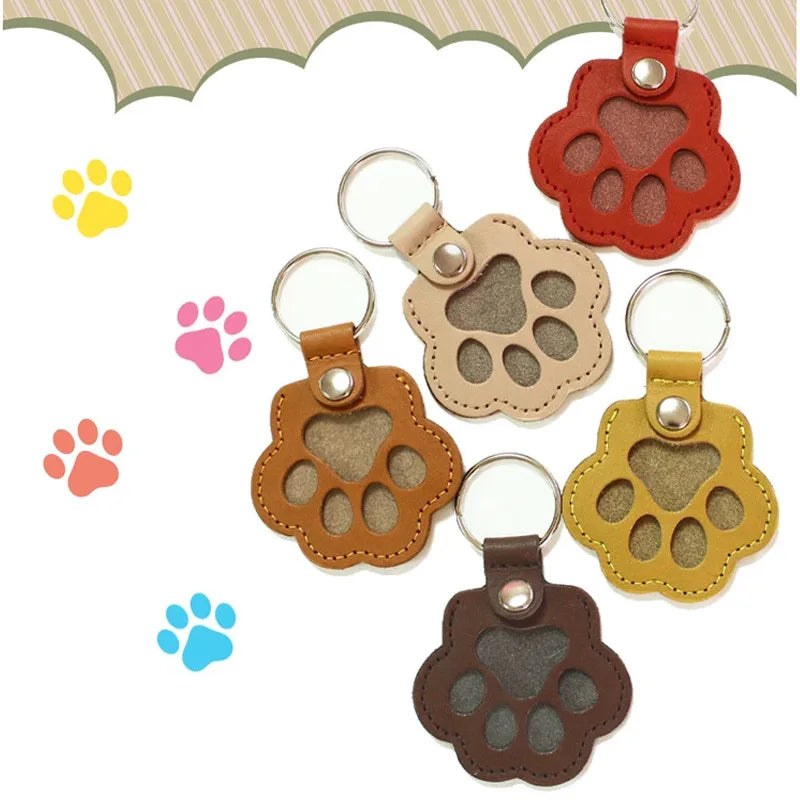 In-stock Pet Hair Commemorative Key Tag, Pu Leather Dog Paw Key Pendant, Anti-loss Pet Identification Tag Oasis Select