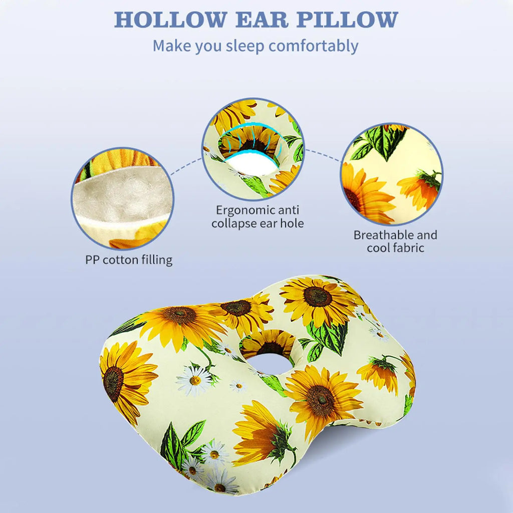 Cotton Filling Ear Piercing Pillow Breathable Ergonomic Pillow With Ear Hole Portable Comfortable Earring Pillow For Side Sleep Oasis Select