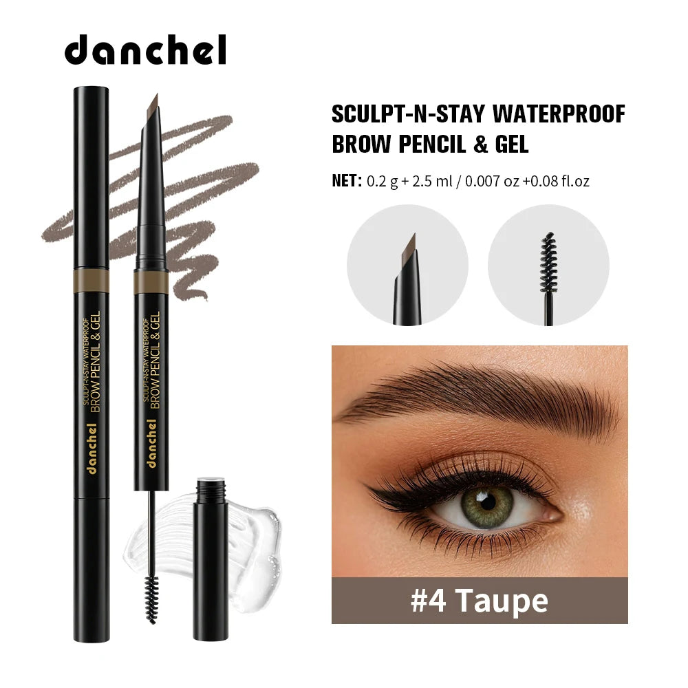 2-in-1 Eyebrow Pencil & Gel Quick Drying Transparent Eyebrow Gel Waterproof Long Lasting Strong-hold Dual-ended Eyebrow Pencil Oasis Select Taupe