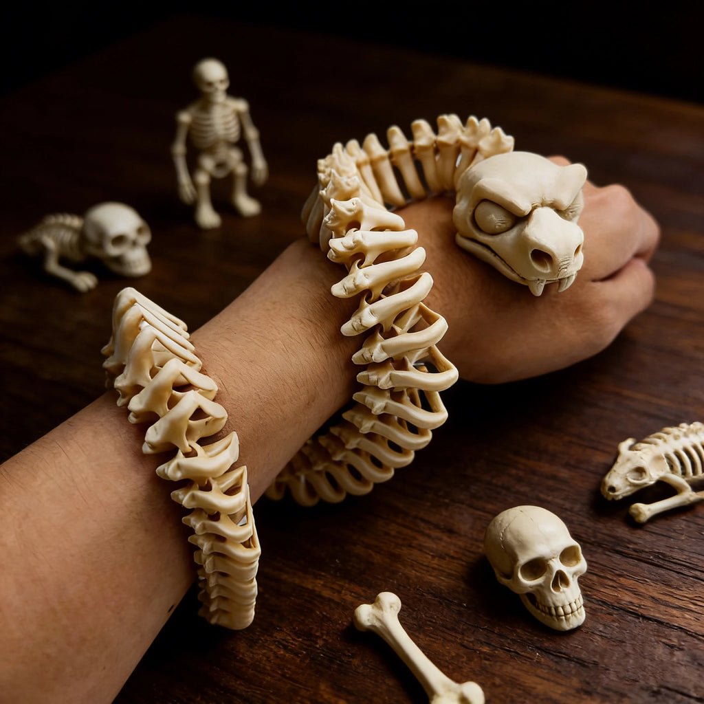 3D Printed Snake Skeleton Figurine Gothic Decor Movable Joints Desktop Ornament Collectible Home Decoration Oasis Select