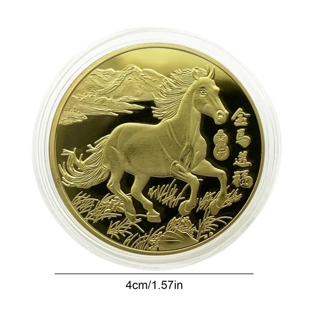 2026 Year of The Horse Commemorative Coin Limited Edition Collectible Coin for Lunar New Year Collector's Gift for Men Women Oasis Select Gold
