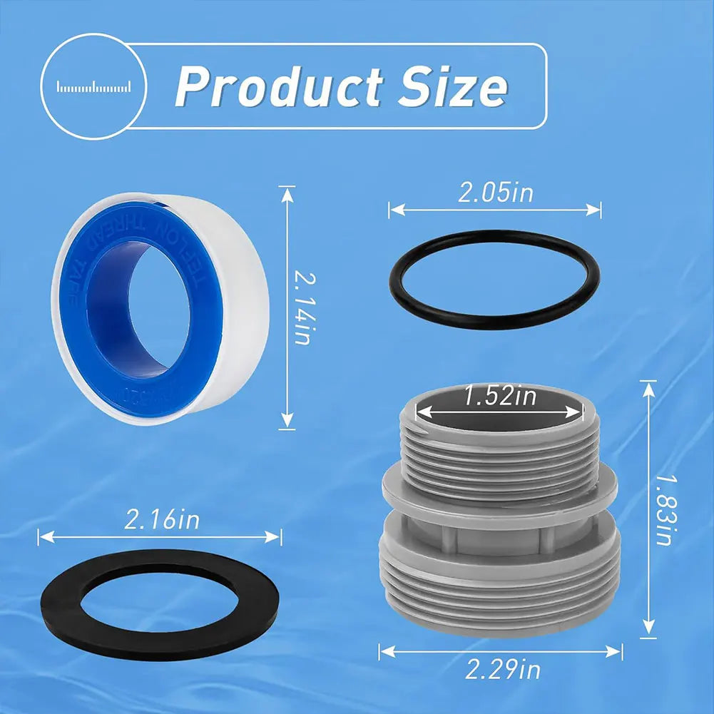 4 Pack Pool Pump Connector with Clamp Washer Pools Filter Pump Connector Pool Filter Pump Hose Adapter for Above Ground Pools Oasis Select