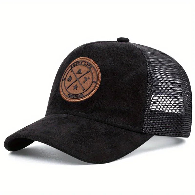 Summer Mesh Baseball Cap Women Men ENJOY LIFE Letter Patch Snapback Hat Casual Breathable Unisex Street Hip Hop Trucker Caps Oasis Select Black