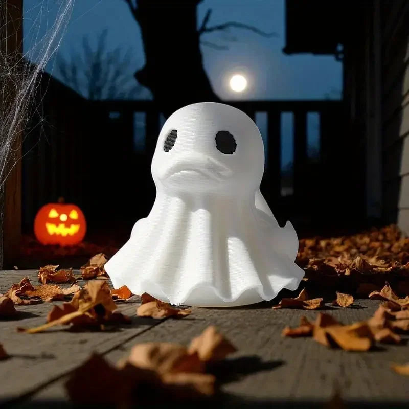 Cute Halloween Decor Ghost Duck Figurine 3D Printing Mini Ghost Duck Sculpture Tabletop Ornaments for Bedroom in-vehicle Display Oasis Select