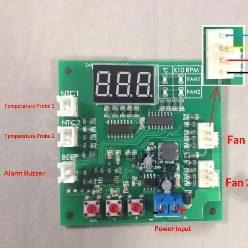 1 Set PC Fan Motor Speed Controller 4 Wire 2 Channel PWM Fan Temperature Controller LED Digital Thermostat DC 12V 24V Heat Sink Oasis Select