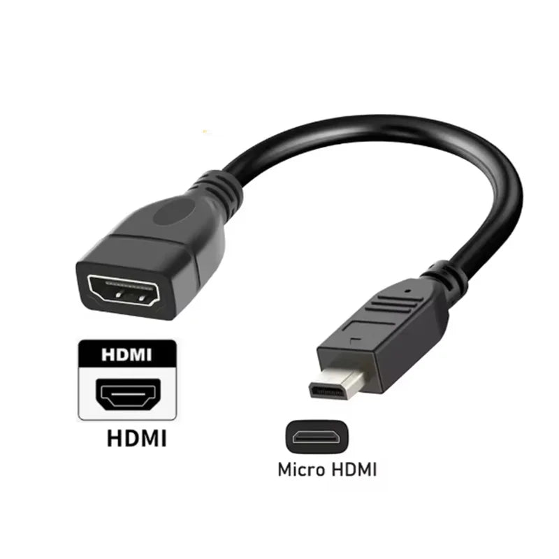 Micro HDMI-Compatible Cable Micro To HDMI Female Data Transmission Line Cable for Raspberry Pi 5/Pi 4 Hero 7 6 A6000 Camera HDTV Oasis Select
