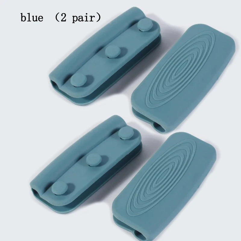 2/8 Silicone Pan Handle Cover Heat Insulation Covers Pot Ear Clip Non-slip Steamer Casserole Pan Handle Holder Kitchen Tools Oasis Select blue 2pair