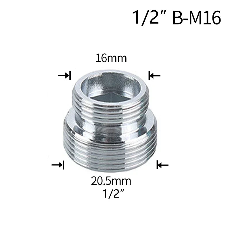 Water Faucet Coupler 1/2 To M16 M18 M20 M22 M24 M28 M32 Thread Connector Conversion Tap Adapter Fitting Bubbler Kitchen Bathroom Oasis Select B-M16