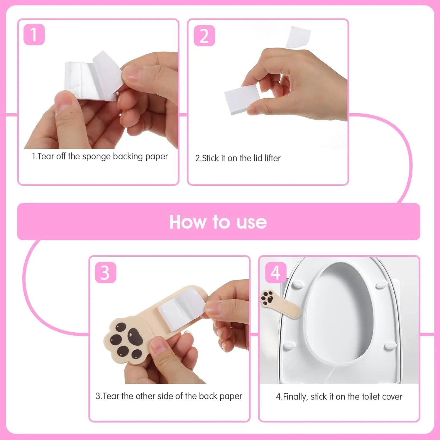 2/4PCS No Touch Toilet Seat Handle Non Slip Grip Self Adhesive Home Hotel Public Restroom Hygiene Lid Lifter Easy Install Oasis Select