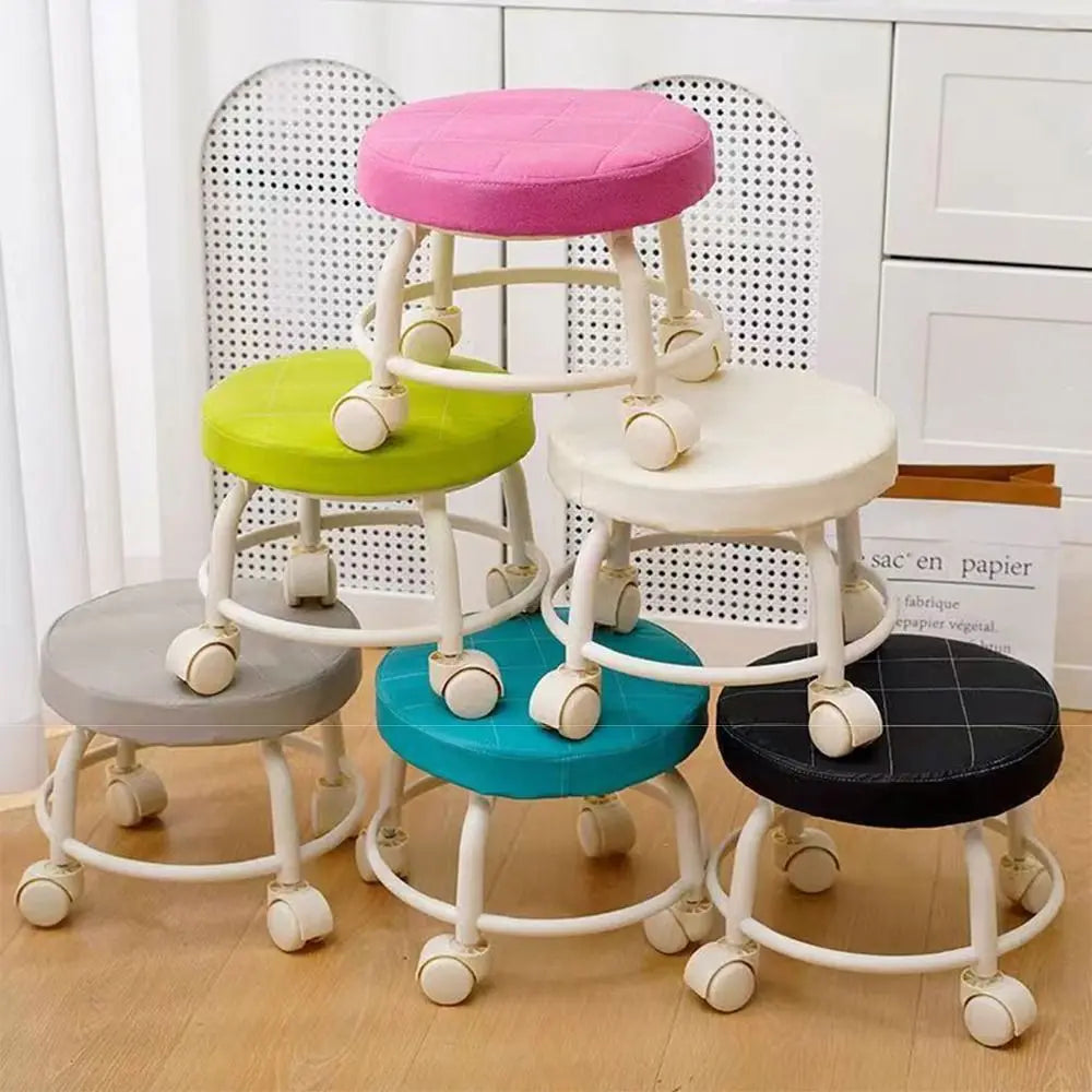 PU Leather Rolling Stool | 360° Swivel Wheels, 250 lb Capacity