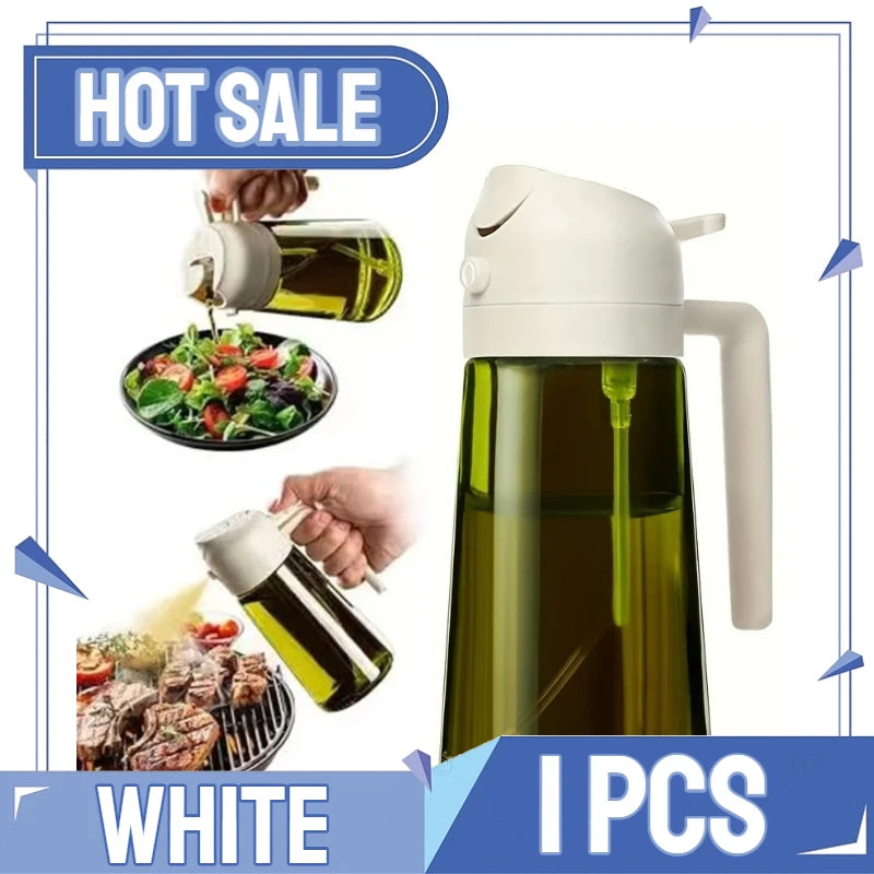 Olive Oil Spray Bottle for Oil Bottle Pouring for Cooking Oil Spices Camping Dispenser with Automatic Lid Spice Shaker Oasis Select Upgraded -1PCS-white