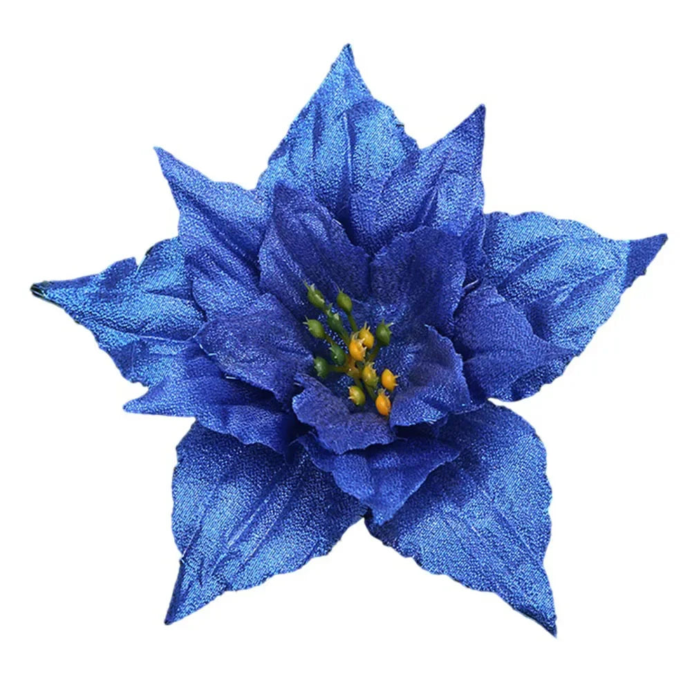 Antique Brass Used For Christmas Trees Hanging Flowers Tree Decoration Glitter Poinsettia Eye Catching Addition Oasis Select Blue China Mainland