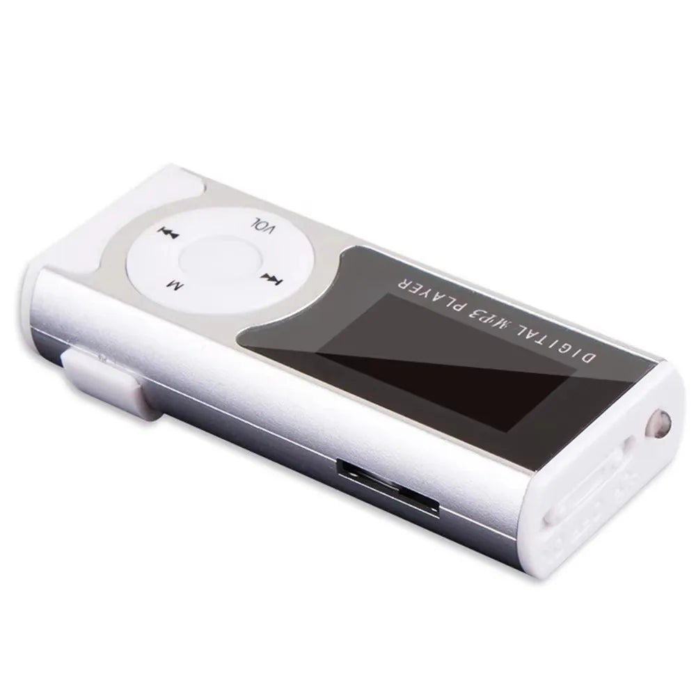 Lossless Sound Portable Mini MP3 Player with LCD Screen Card Slot USB MP3 Music Players Metal Clip Slim Student Walkman Oasis Select Silver