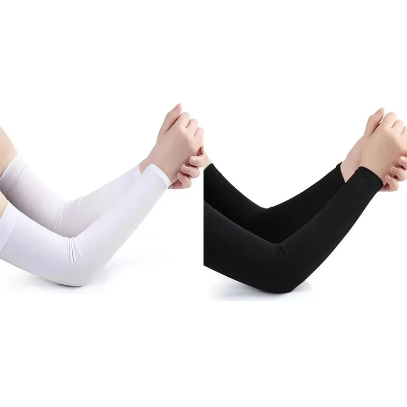 1 2pair Ice Silk Sun Protection Cuffs Gloves UV Hand Cover Anti Slip