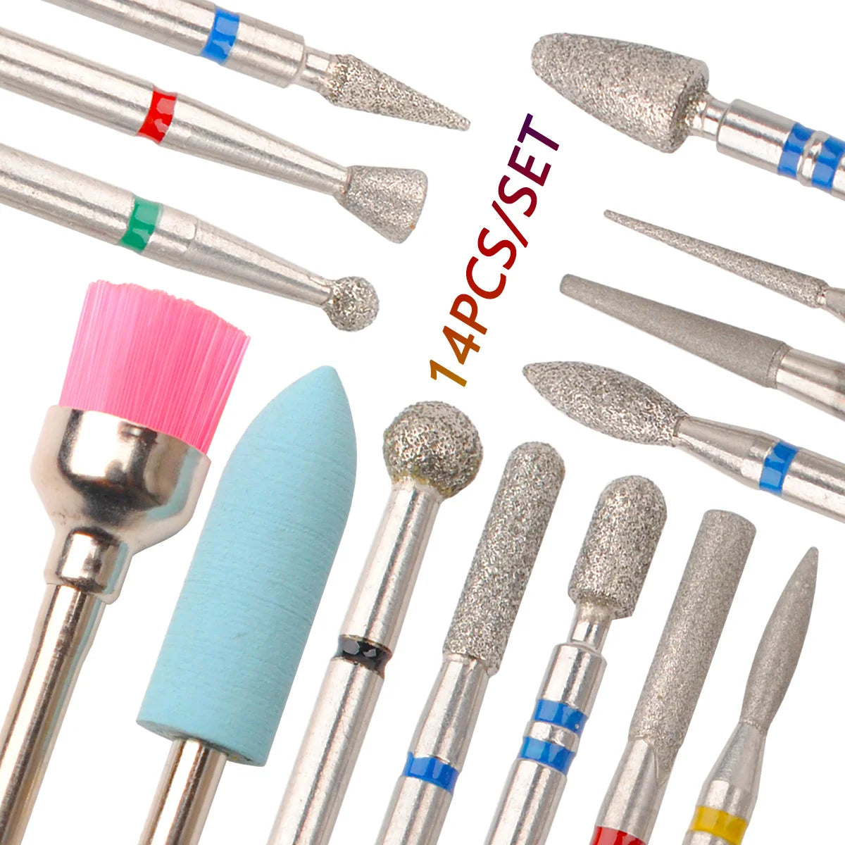 14pcs/set Nail Drill Machine Bit Nail Gel Removal Polishing Tools Pedicure Manicure Rotary Grinding Buffer Polisher Oasis Select