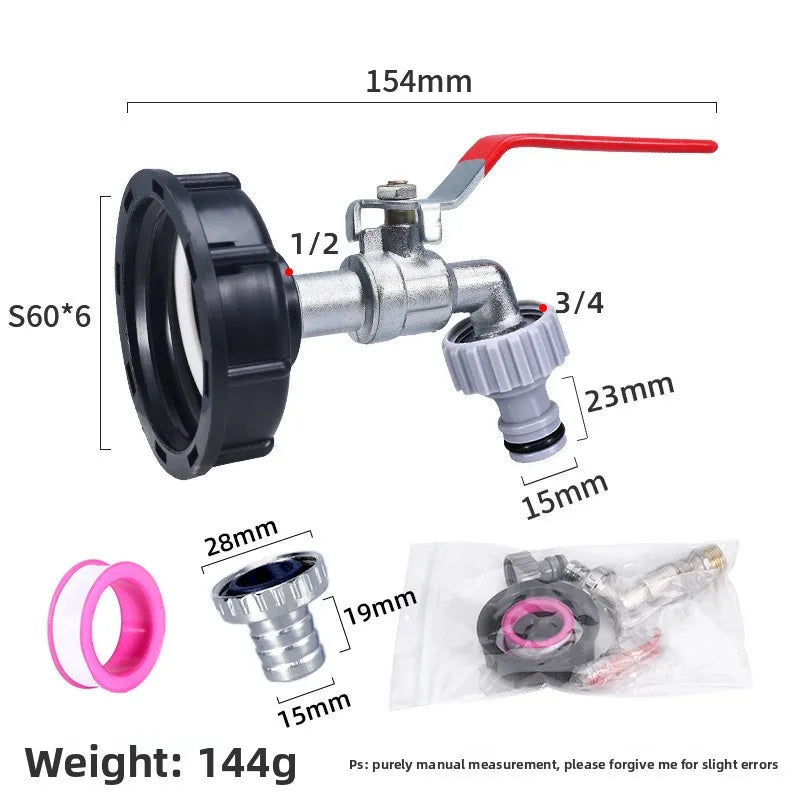 Durable IBC Tank Tap Adapter S60*6 Coarse Thread to 1/2'' 3/4'' Connector Replacement Valve Garden Home Valve Fitting Faucet Oasis Select I