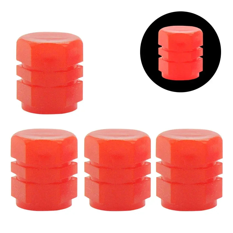 4 8 16 Universal Luminous Bicycle Tire Valve Caps Night Glowing Decor