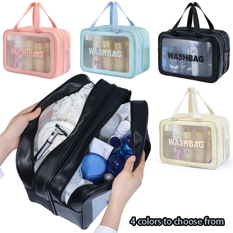 Dry-wet Separation Double Transparent PU Makeup Bag Portable Washing Bag Cosmetic Storage Bag Travel Fitness Swimming Essentials Oasis Select