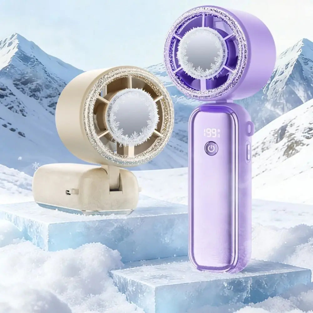 USB Rechargeable Mini Handheld Fan Ultra-Quiet Semiconductor Cooling Small Electric Fan Digital Display Powerful Wind Oasis Select