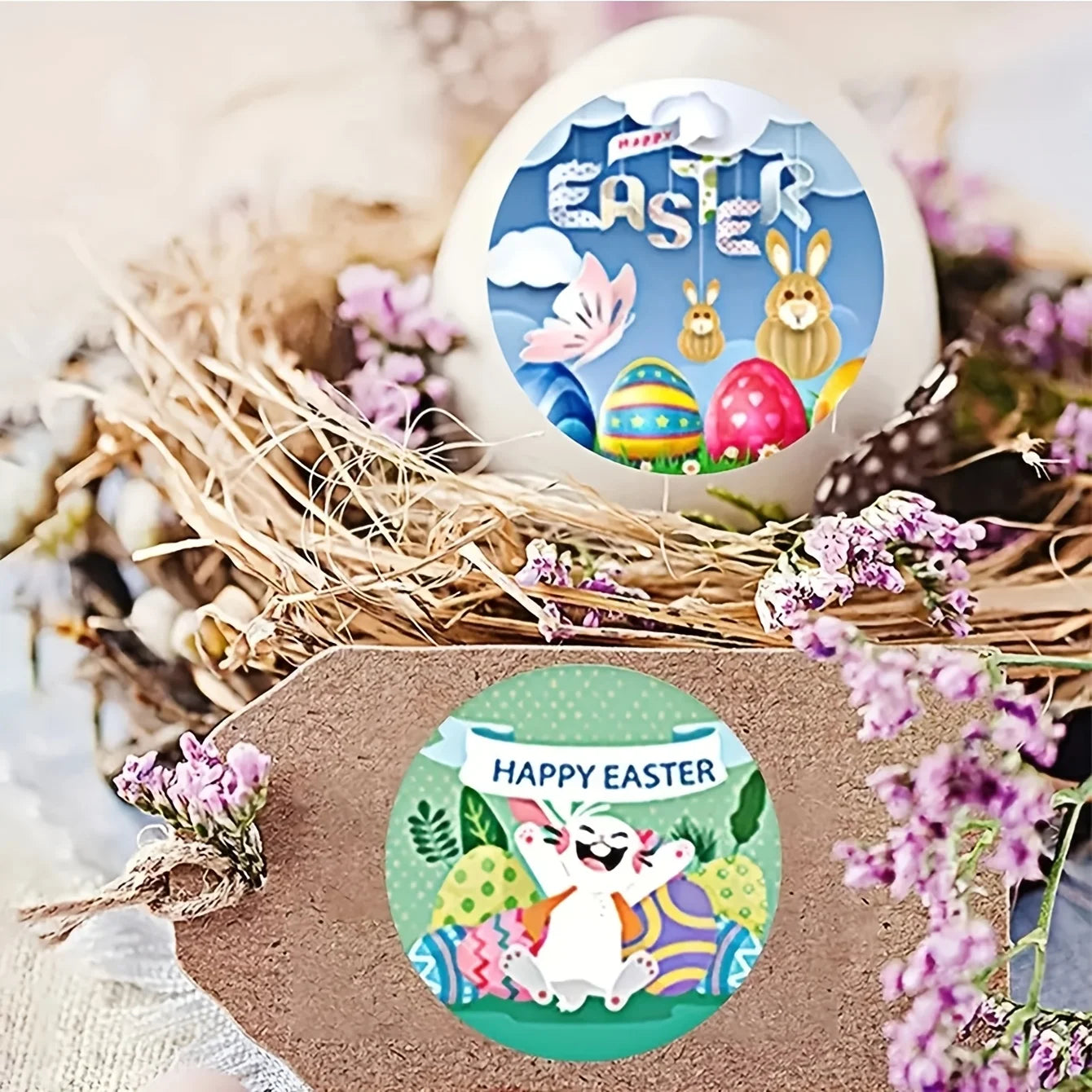 500pcs/roll Easter Stickers, Rabbit Egg Cartoon Self-Adhesive Labels - Holiday Party Favor, Gift Box Decor & Packaging Stickers Oasis Select