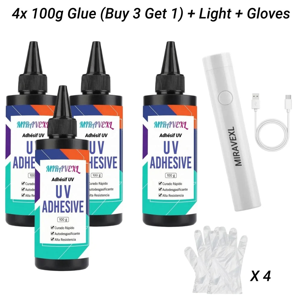 Clear UV Resin Kit With Upgraded Flashlight Fast Curing Hard Epoxy Glue For Jewelry Making Glass Plastic Craft & DIY Repair Tool Oasis Select 4PCS and Tools
