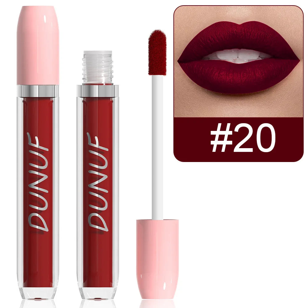 DUNUF Matte Lip Gloss – Waterproof High Pigment Velvet Lipstick