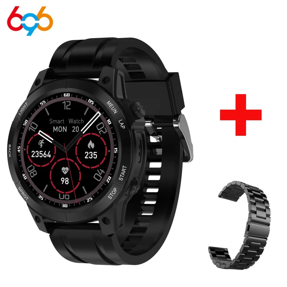 Men Smartwatch Waterproof Health Monitor Blue Tooth Call 1.62" Outdoor Smart Watch Compass LED Lighting Map Sport Fitness Music Oasis Select BKBKS