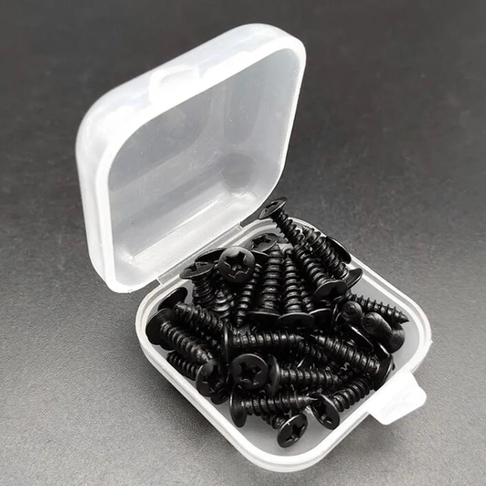 50Pcs Guitar Pickguard Screws With Box For ST Electric Guitar Bass Metal Pick Guard Scratchplate Screws Bolts Set Accessories Oasis Select Black