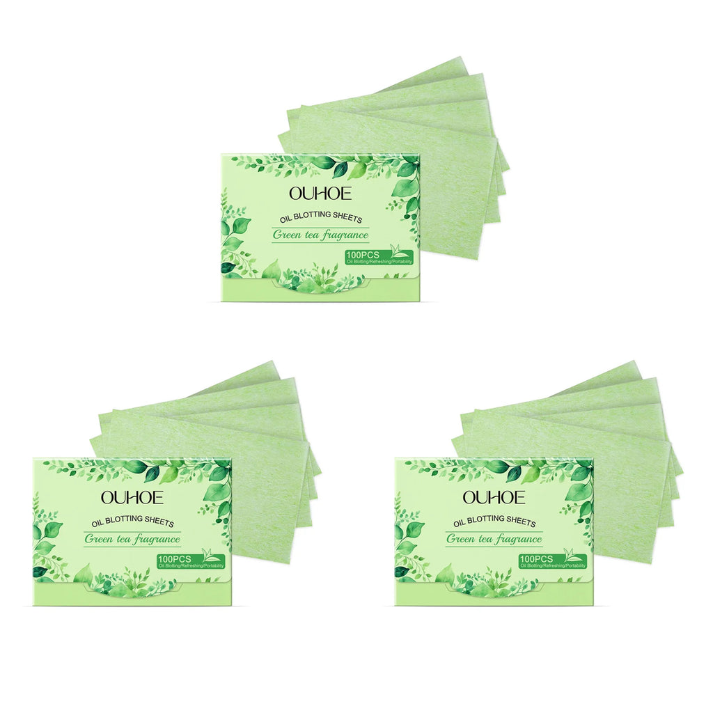 Green Tea Oil Blotting Sheets 100 Pcs – Oily Skin Control Oil Blotting Sheets Oasis Select 3 x 100pcs Boxed