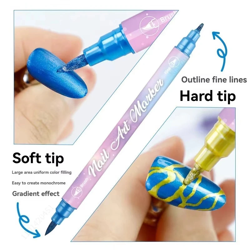 10Pcs/Set DIY Nail Art Graffiti Pen Nail Polish Pens Drawing Painting Point Liner Acrylic Painted Pen Waterproof Quick-drying Oasis Select