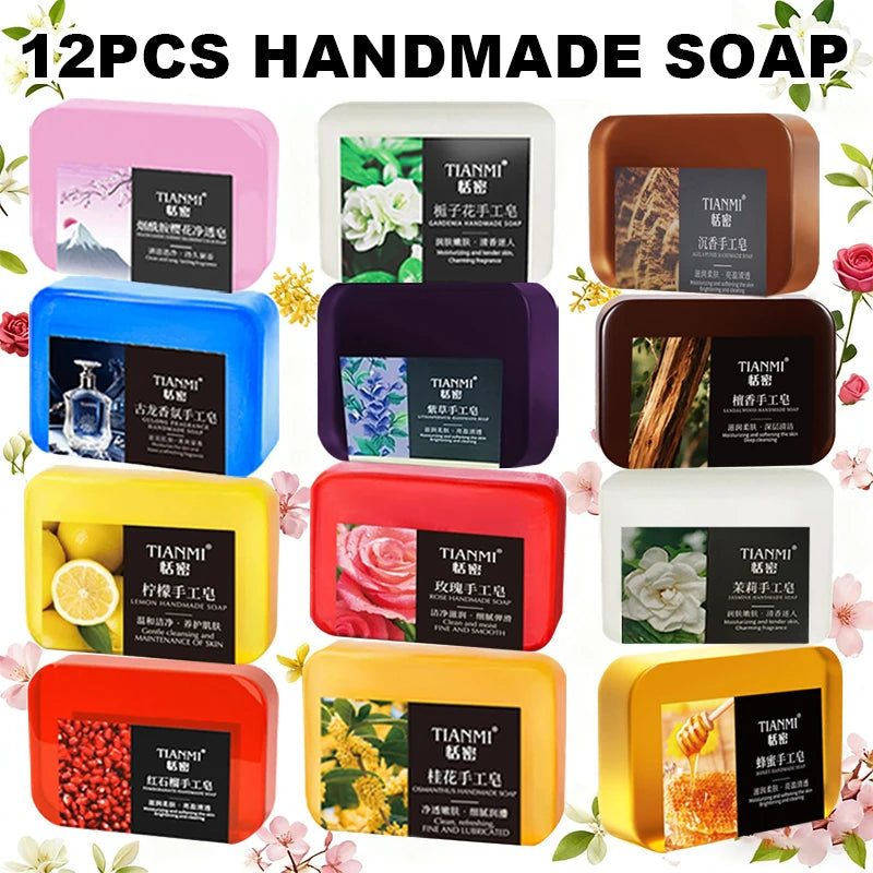 12 PCS Fruit and Flower Scented Hand Soaps, Rose Scented, Cologne Perfume Scented, Lemon Scented and Other 10 Different Scented Oasis Select