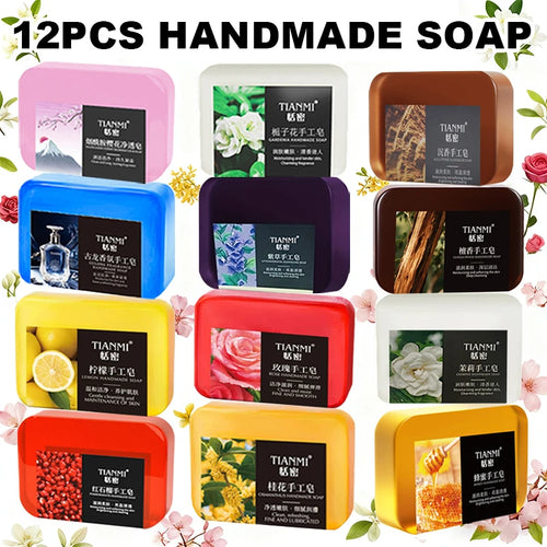 12 PCS Fruit and Flower Scented Hand Soaps, Rose Scented, Cologne Perfume Scented, Lemon Scented and Other 10 Different Scented Oasis Select