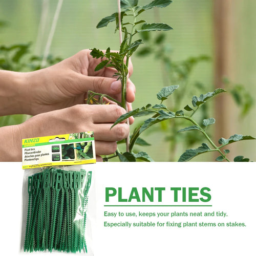 100-Pack Reusable Green Garden Plant Cable Ties – Adjustable Garden Plant Ties Oasis Select