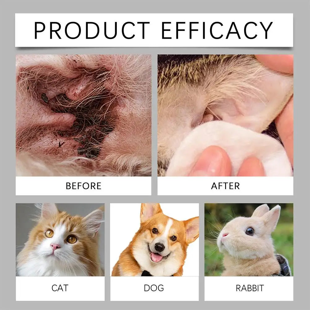 Pet Ear Care Drops For Sensitive Dogs Cats Safe & Effective 1/2/3 BOX Relieve Itching Reduce Odor Pet Earwaxr Cleaning Liquid Oasis Select