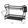 Kitchen Drain Bowl Holder Tableware Water Filter Shelf Household Plates Dish Cutlery Storage Box Oasis Select Second Floor-Black