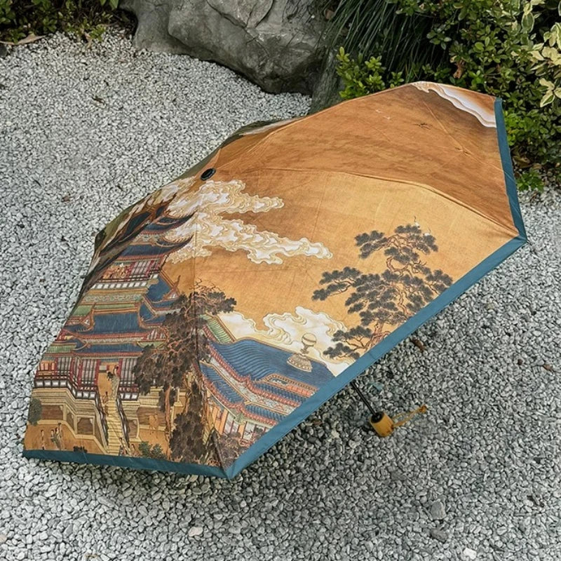 Chinese Style Folding Umbrella For Dual Use Sun Rain Lightweight Portable UV Protection High Appearance Level Outdoor Daily Oasis Select