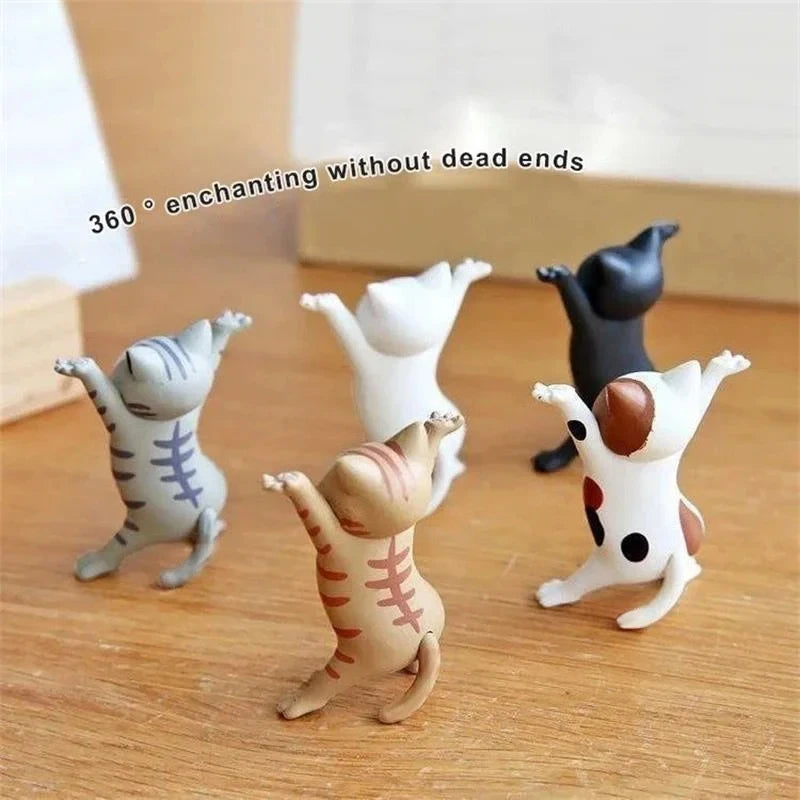 5 PCs Dancing Cat Figure Decoration Animation Cat Model Fashion Toy Enchanting Cat Capsule Toy Doll Cake Decoration Oasis Select