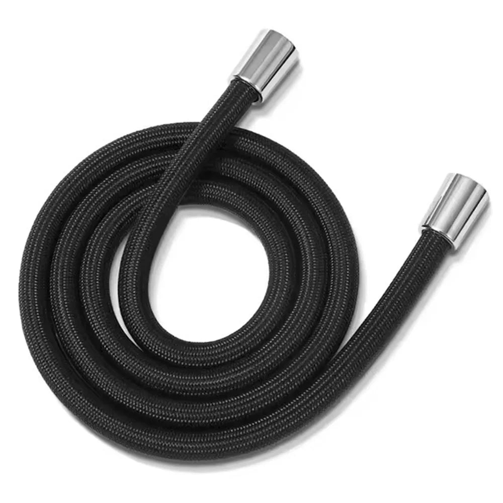 Bathroom Nylon High Pressure Flexible Smooth 1.5/2.0 Meter Shower Hose Flexible Handheld Anti Winding GI/2 Universal Pipe Tube Oasis Select Black 2.0M