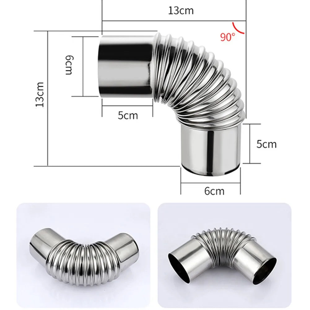 90° Stainless Steel Flue Elbow Pipe | 60/70/80mm Chimney Bend