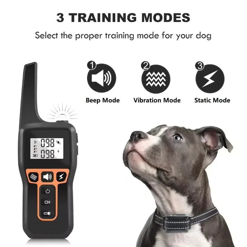 Pet Training Collar Dog Bark Control Stop Shock Collar Rechargeable Waterproof Electric Shock 1000m Remote Dog Training Tools Oasis Select