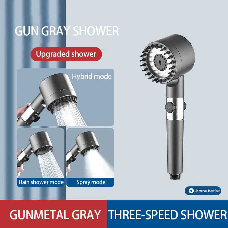 High-pressure shower head with massage brush filter 3 modes adjustable water spray Rain shower faucet Bathroom accessories Oasis Select
