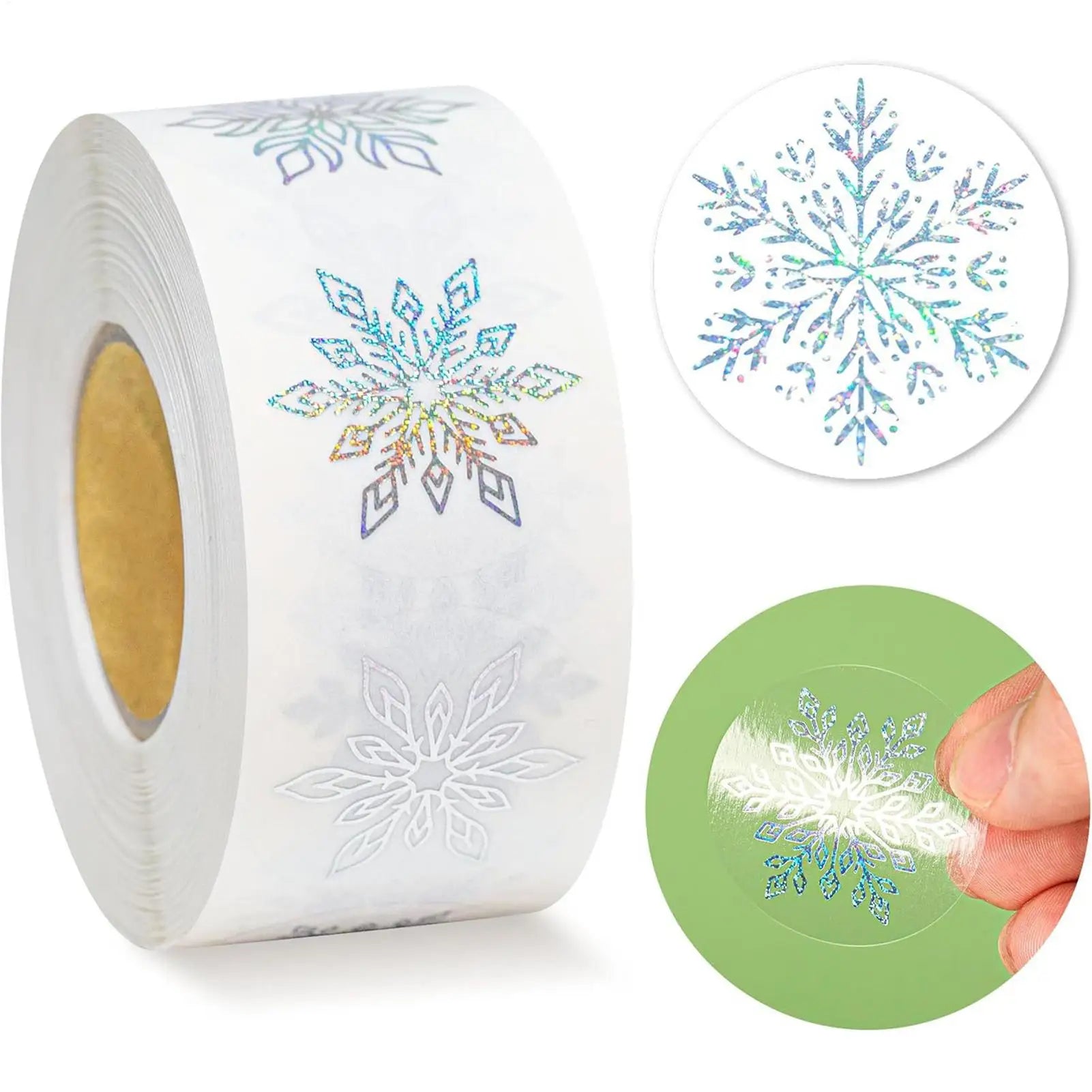 500Pcs snowflakes Stickers Glitter Round Tags Stickers for kids Gift Baking Package Envelope Decor Stationery Labels Decal Oasis Select