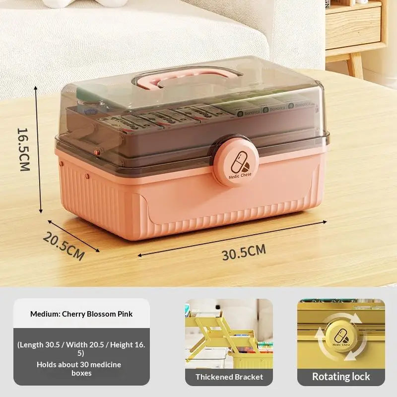 3-Tier Foldable Medicine Organizer | Portable First Aid Box