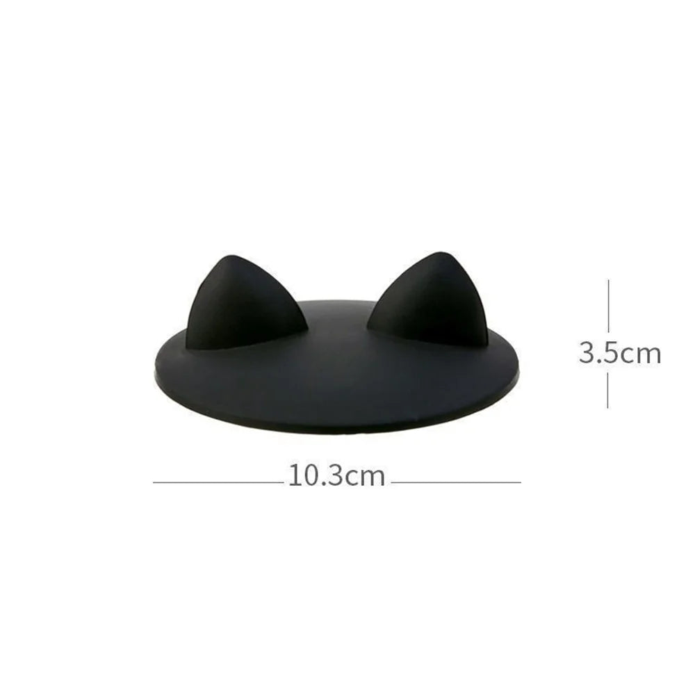1pc Cute cat ear silicon cup lid cover dust heating leak sealed coffee cover round cover water cup accessories Oasis Select Black